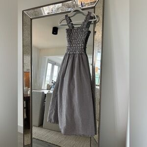 Elegant Black and White Checkered Midi Dress